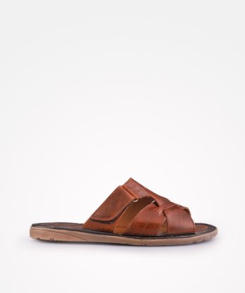 CHINELO EM PELE COM TIRA AJUSTÁVEL DE VELCRO