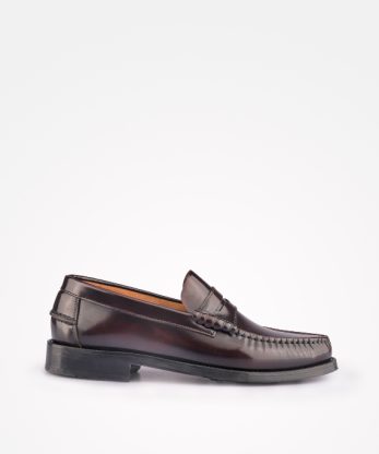 SAPATO PENNY LOAFER TOSCANINI EM PELE POLIDA COM SOLA DE COURO