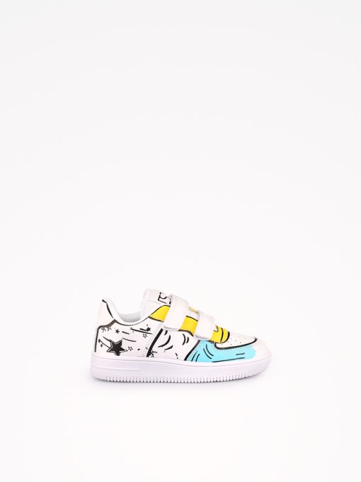 MULTI-PIECE TENNIS SHOES WITH DOUBLE VELCRO AND MULTICOLOR PRINTS