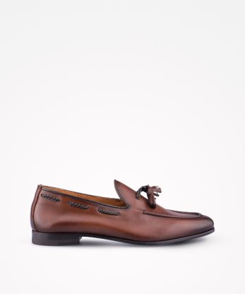 SAPATO RASO LOAFER EM PELE SOFT COM BERLOQUES ENTRANÇADOS