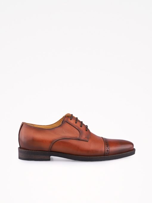 SAPATO DERBY DE ATACADOR EM PELE COM CAP TOE