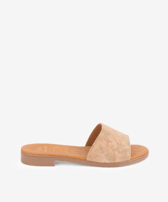 SANDÁLIA MULE RASA EM CROUTE CAMURÇA ESTAMPADO