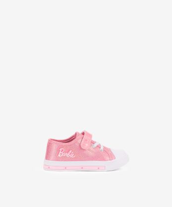 TÉNIS BARBIE LOW CUT EM CANVAS ESTAMPADO DE VELCRO E ATACADOR ELÁSTICO COM CUPSOLE