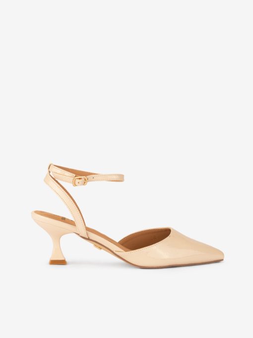 SAPATO SLING BACK DE SALTO DE FIVELA NO TORNOZELO COM FORMA QUADRADA