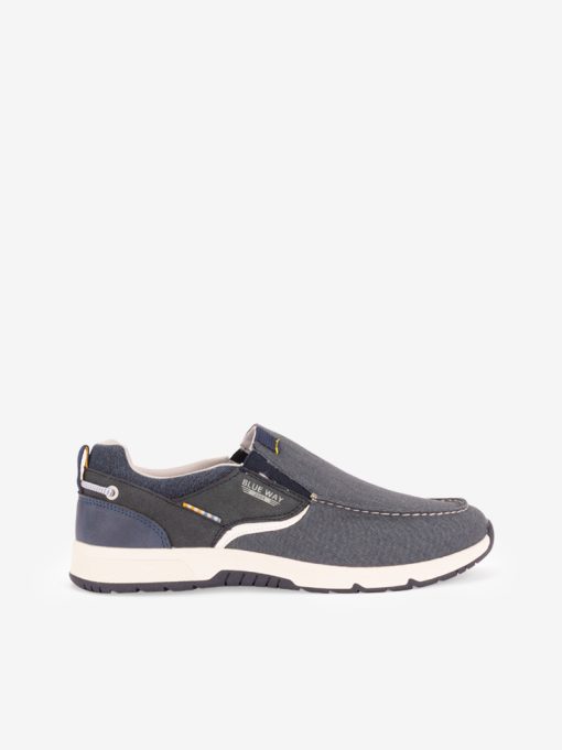 SAPATO DESPORTIVO BLUE WAY ESTILO MOCASSIN EM CANVAS MULTIPEÇA COMBINADO DE ELÁSTICO