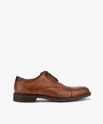 SAPATO DERBY DE ATACADOR EM PELE COM CAP TOE