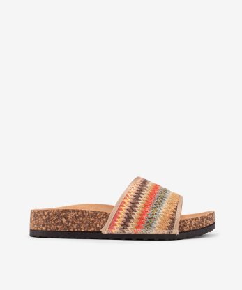 SANDÁLIA MULE EM RÁFIA MULTICOLOR EM PALMILHA ANATÓMICA