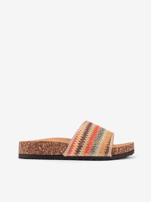 SANDÁLIA MULE EM RÁFIA MULTICOLOR EM PALMILHA ANATÓMICA