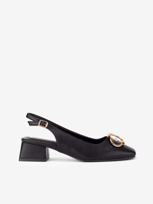 SLING BACK SHOE WITH METALLIC APPLICATION