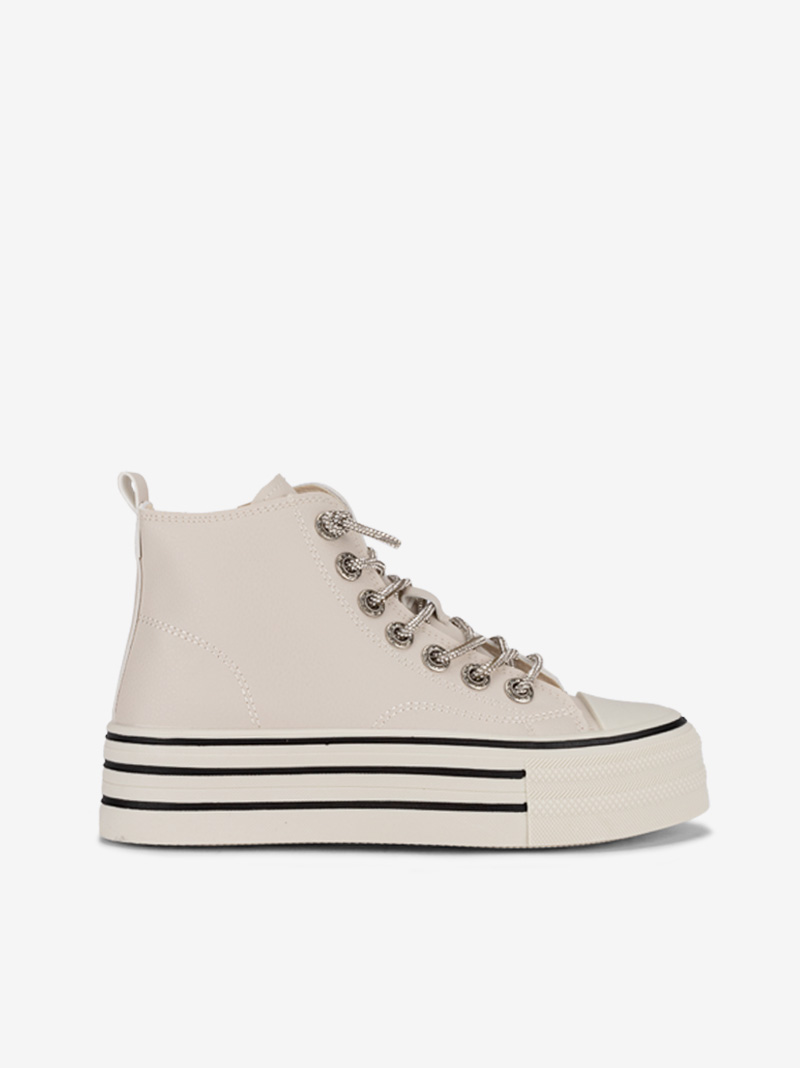 HI TOP LACE SNEAKERS WITH CRYSTALS IN CHUNKY CUPSOLE Seaside Online store