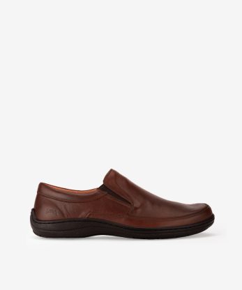 SAPATO LOAFER EM PELE COM ELÁSTICOS E SOLA CONFORTO