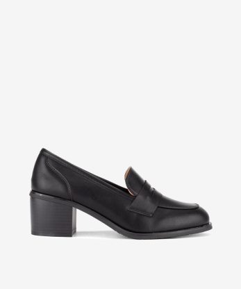 SAPATO LOAFER DE TACÃO COM TRAVESSÃO ESTILO MOCASSIN