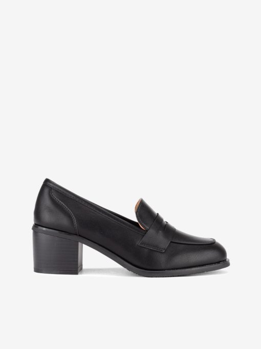 SAPATO LOAFER DE TACÃO COM TRAVESSÃO ESTILO MOCASSIN