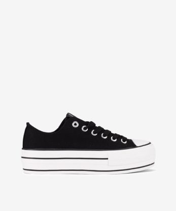 TÉNIS DE CANVAS COM SOLA PLATAFORMA VULCANIZADA - PRETO, 36
