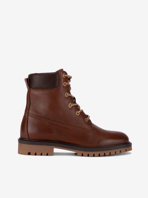 WORK WEAR STYLE BOOT IN LACE-UP LEATHER WITH TRACKED SOLE