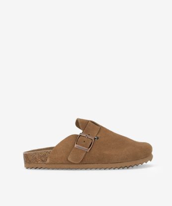 CHINELO EM CROUTE CAMURÇA DE FIVELA COM PALMILHA BIO