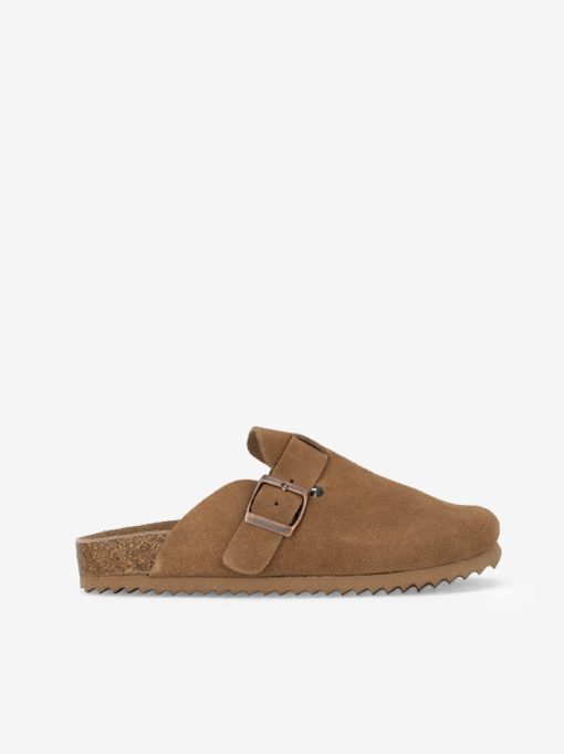 CHINELO EM CROUTE CAMURÇA DE FIVELA COM PALMILHA BIO