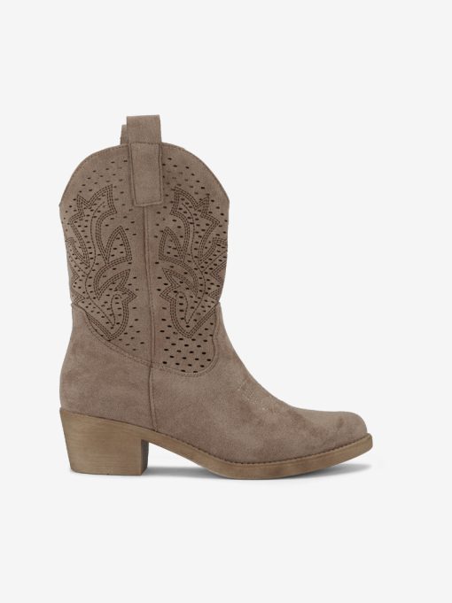 BOTA DE TACÃO ESTILO TEXANA COM CANO PERFURADO A LASER
