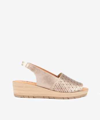 SANDÁLIA SLINGBACK PEEP TOE EM PELE