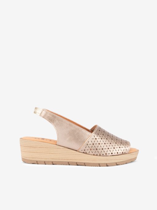 SANDÁLIA SLINGBACK PEEP TOE EM PELE