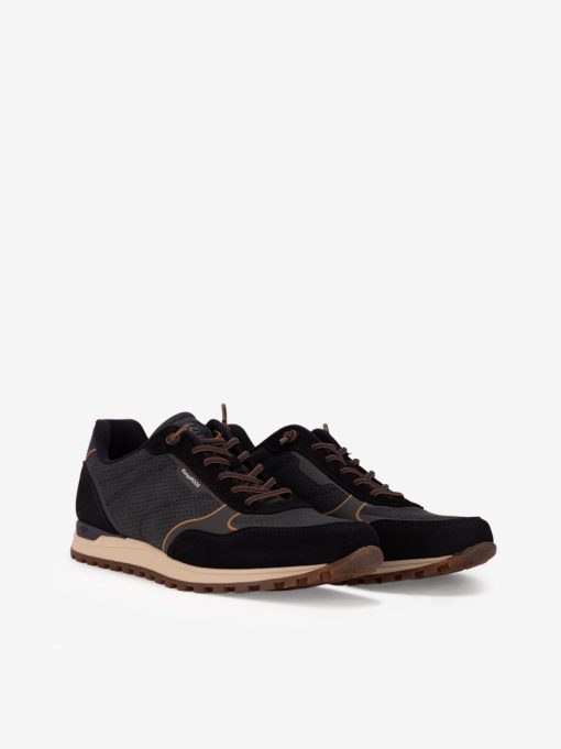 SAPATO DESPORTIVO EM PELE ACAMURÇADA COMBINADA COM PERFURADO DE ATACADOR COM ESTILO RUNNING - Image 2