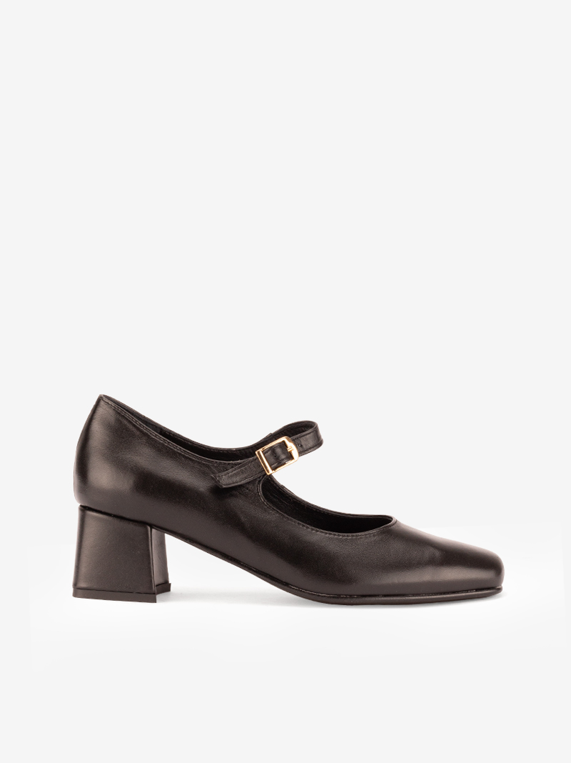 MARY JANE SHOE IN LEATHER WITH SQUARE HEEL - Seaside MARY JANE SHOE IN LEATHER WITH SQUARE HEEL - Seaside