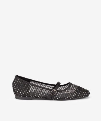 SABRINA MARY JANE EM MESH COM CRISTAIS DE FORMA QUADRADA - PRETO, 37