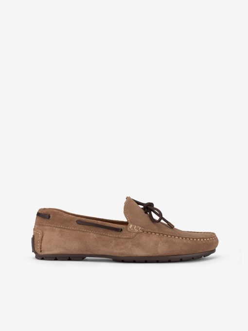 SAPATO MOCASSIN EM CROUTE CAMURÇA COM COSTURA MANUAL E ATACADOR