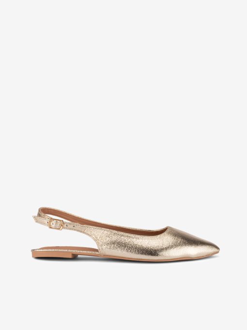 SAPATO RASO SLING BACK METALIZADO COM FORMA PONTIAGUDA
