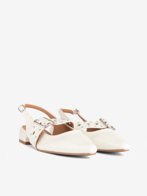 SAPATO SLING BACK MARY JANE EM VERNIZ DE TACÃO BAIXO COM APLICAÇÕES DE TACHAS - Image 2