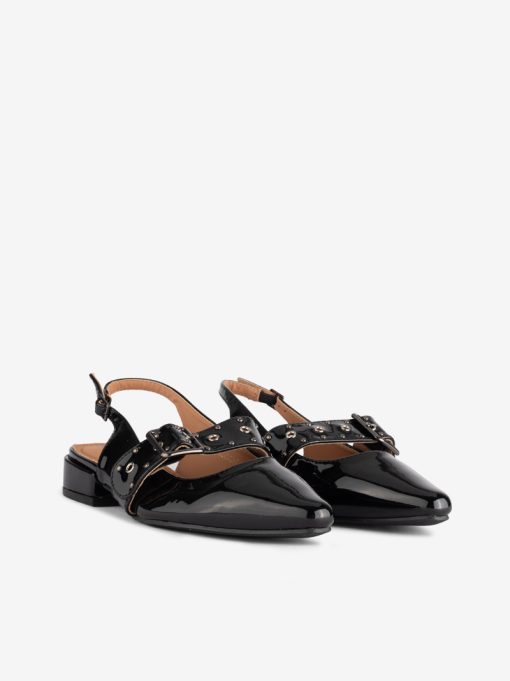 SAPATO SLING BACK MARY JANE EM VERNIZ DE TACÃO BAIXO COM APLICAÇÕES DE TACHAS - Image 4