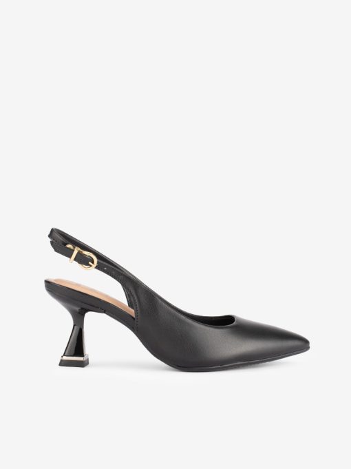 SAPATO PUMP SLING BACK EM FORMA PONTIAGUDA COM DETALHE METÁLICO NO SALTO - Image 3