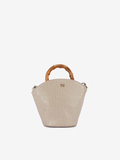 MALA EM VERNIZ ESTAMPADO COM ALÇA DE BAMBU - Image 3