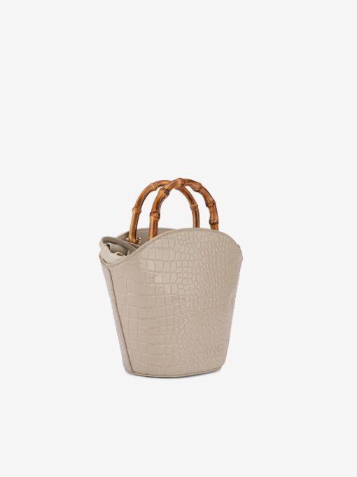 MALA EM VERNIZ ESTAMPADO COM ALÇA DE BAMBU - Image 4