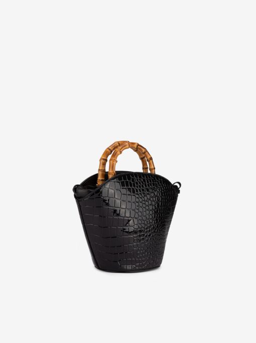 MALA EM VERNIZ ESTAMPADO COM ALÇA DE BAMBU - Image 6