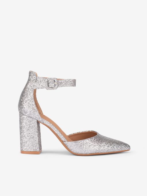 SAPATO PUMP DE SALTO E FORMA PONTIAGUDA EM GLITTER