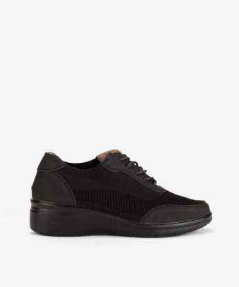 SAPATO DE ATACADOR EM TÊXTIL MESH COMBINADO COM SOLA DE CUNHA CONFORTO