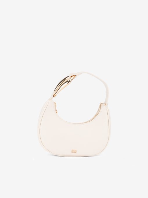 HAND BAG WITH APPLICATION ON THE HANDLE AND METAL CLOSURE