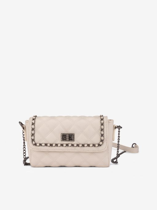 CLUTCH ACOLCHOADA COM ALÇA TIRACOLO EM CORRENTE METÁLICA