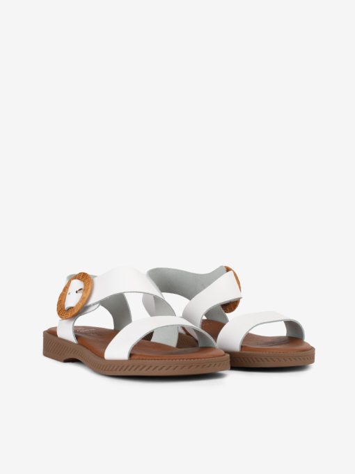 SANDÁLIA ASSIMÉTRICA EM PELE COM FIVELA DECORATIVA - Image 2