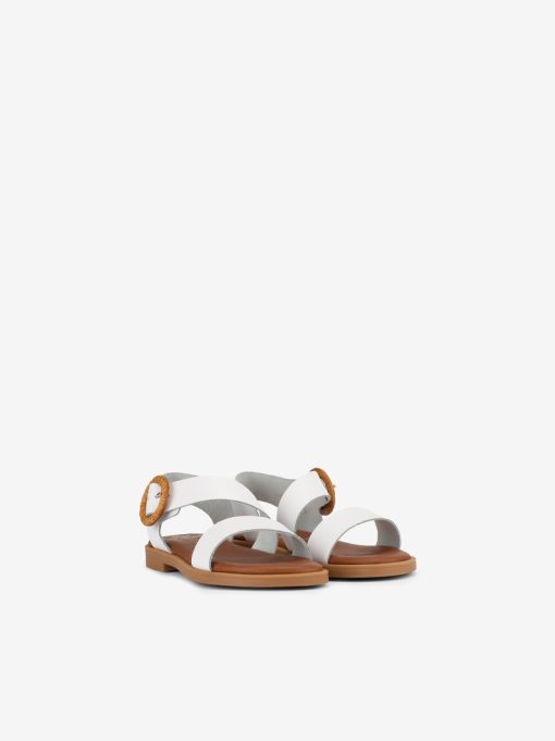 SANDÁLIA ASSIMÉTRICA EM PELE COM FIVELA DECORATIVA - Image 2