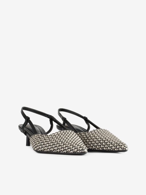 SAPATO PUMP SLING BACK EM RÁFIA DE SALTO KITTEN COM FORMA PONTIAGUDA - Image 2