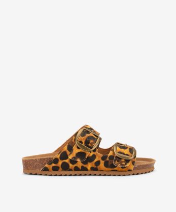 SANDÁLIA BIO ESTAMPADA LEOPARDO DE DUPLA FIVELA COM PALMILHA
