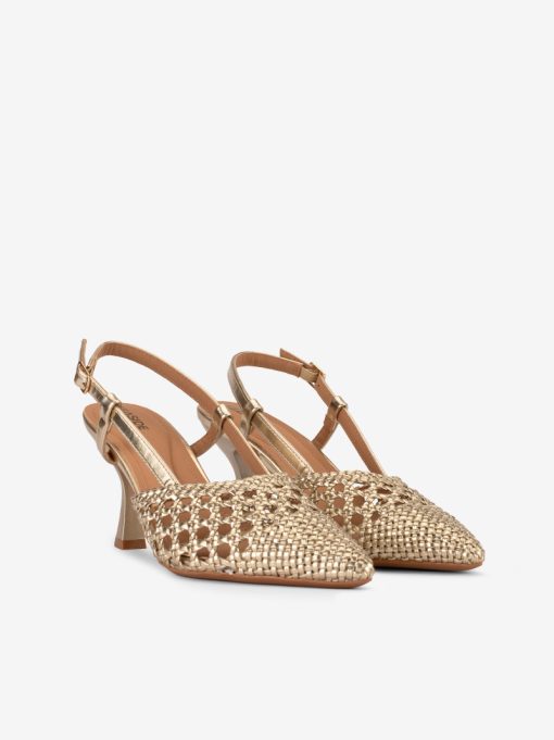 SAPATO SLING BACK METALIZADO DE SALTO COM PEÇA ENTRANÇADA EM FORMA PONTIAGUDA - Image 2