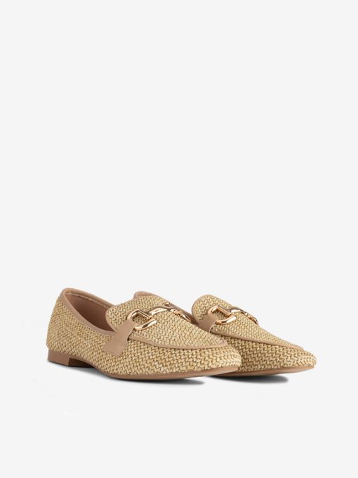 SAPATO LOAFER ESTILO MOCASSIN EM RÁFIA COMBINADA COM APLICAÇÃO - Image 2