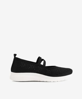 SAPATILHA SLIP ON MARY JANE EM TECIDO MESH RESPIRÁVEL COM CRISTAIS EM SOLA FLEX