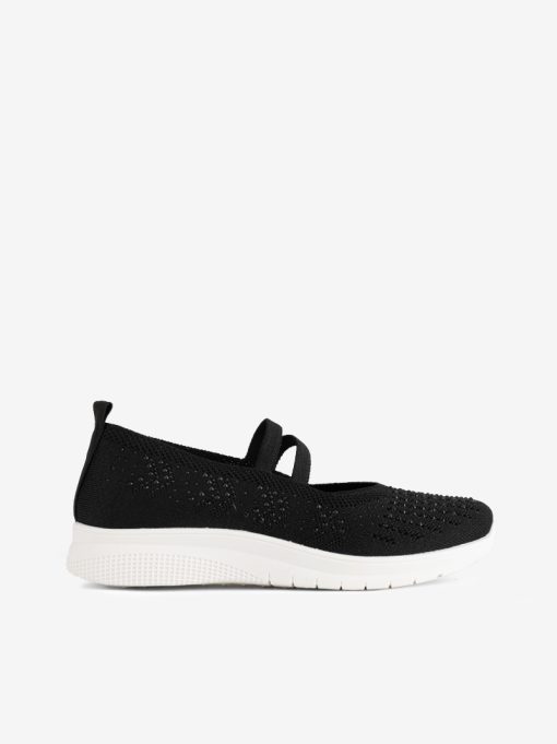 SAPATILHA SLIP ON MARY JANE EM TECIDO MESH RESPIRÁVEL COM CRISTAIS EM SOLA FLEX
