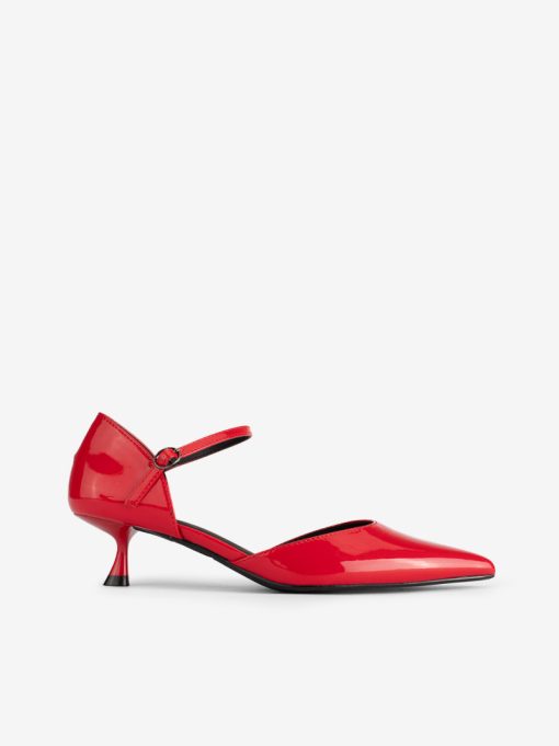 SAPATO STILETTO ABERTO LATERAL EM VERNIZ DE SALTO KITTEN COM FORMA PONTIAGUDA - Image 5