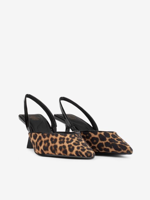 SAPATO STILETTO SLING BACK DE SALTO COMBINADO COM ESTAMPADO LEOPARDO - Image 2