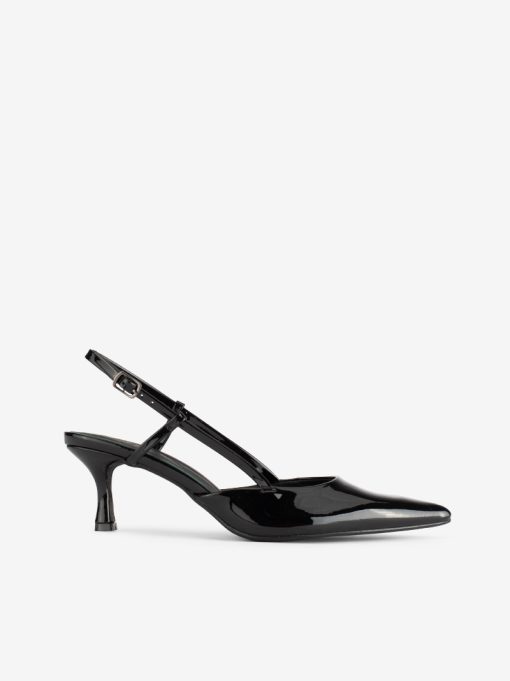 POLISHED SLING BACK STILETTO SHOE WITH POINTED HEEL